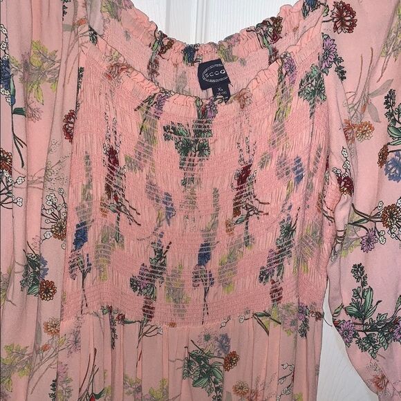 Scoop NYC Floral Long Sleeve Smocked Dress - Pink. P2P 16.5-24”SIZE XL. EUC - Picture 8 of 13